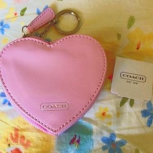 COPY - Coach Pink Light Heart Shaped Coin Purse with key holder